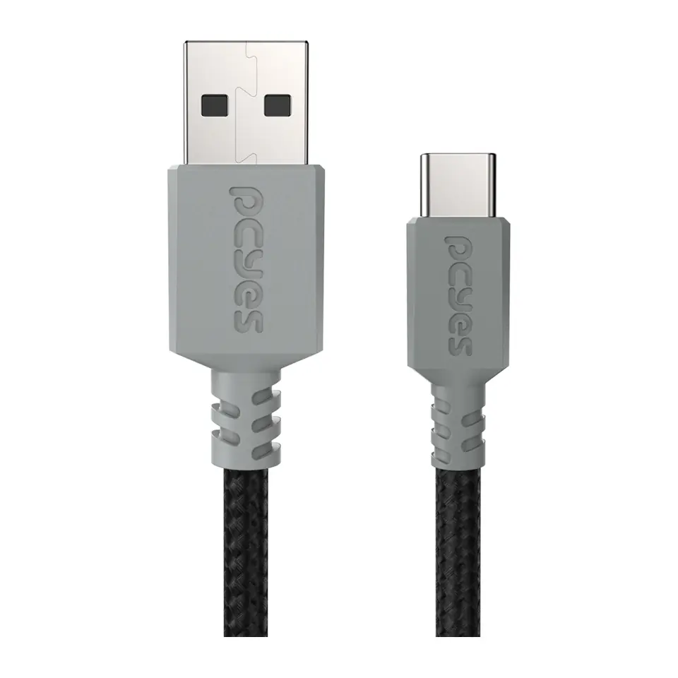 Cabo USB-A para USB-C 3M, 3A, Nylon, Otimizado para PS5, Cinza - PCYES CBPY03C