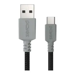 Cabo USB-A para USB-C 3M, 3A, Nylon, Otimizado para PS5, Cinza - PCYES CBPY03C