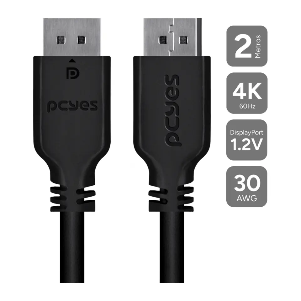 Cabo DisplayPort M/M v1.2 Ultra HD 4K 1,8m - PCYes
