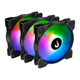 Kit com 3 Cooler Fans Rise Mode X Black 120mm, Rainbow, 1200RPM, Preto - RM-XLD-01-RBW