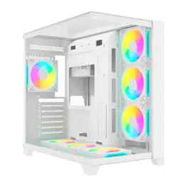 Gabinete Gamer Fortrek Clarity Full Glass, Frontal e Lateral Vidro, Branco