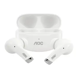 Fone de Ouvido AOC Bluetooth Earbuds Pro V5.4 com Estojo de Recarga, Baixa Latência e Tradução por IA - Branco ACT2501WT