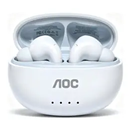Fone de Ouvido AOC Earbuds TWS, Driver 13mm, Bluetooth 6.0, Baixa Latência, Controle Touch, 250mAh, Branco - ACT2511WT