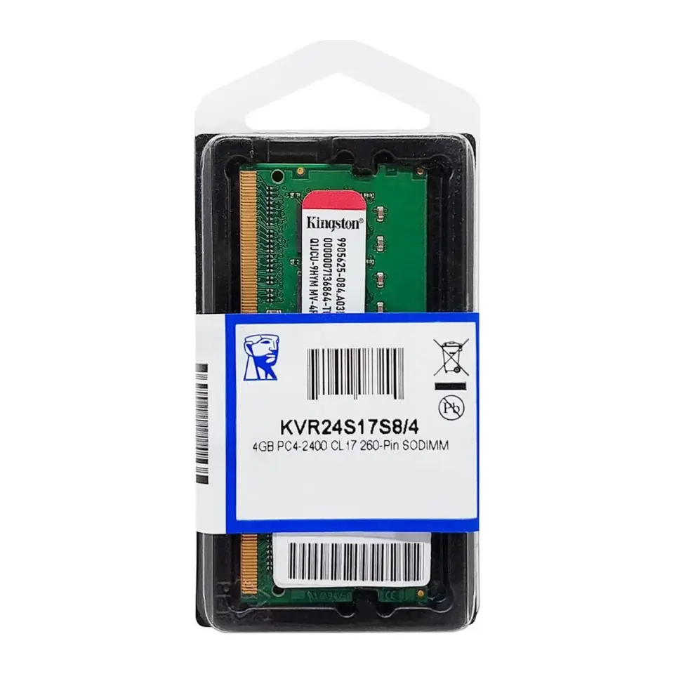 Memória Notebook Kingston 4GB DDR4 SO-DIMM 2400MHz 1.2V KVR24S17S8/4