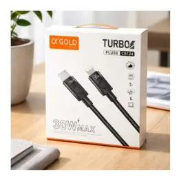 Cabo USB-C x Lightning, 1m, Turbo Recarga 30W, Preto - Agold