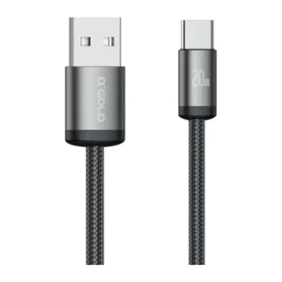 Cabo USB-C, 1m, Turbo Recarga 20W, 5A, Preto - Agold
