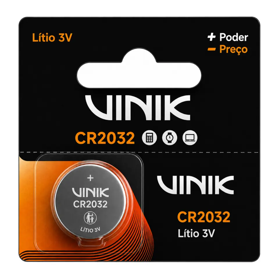 Bateria de Lítio Vinik CR2032 3V, para Placa-Mãe, 1 Unidade
