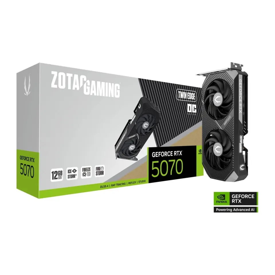 Placa de Vídeo Zotac Gaming GeForce RTX 5070 Twin Edge OC 12GB GDDR7 PCI-E 5.0 x16 - ZT-B50700H-10A