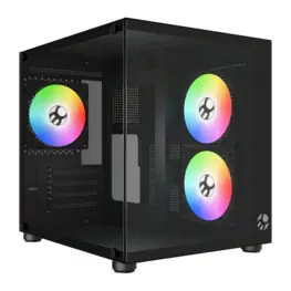 Gabinete Bluecase Gamer BG-064 PURE PRO, Frontal e Lateral em Vidro Temperado, 3 fans Rainbow, Mid Tower, Preto