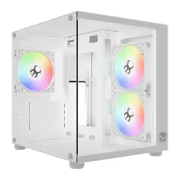Gabinete Bluecase Gamer BG-064 PURE PRO, Frontal e Lateral em Vidro Temperado, 3 fans Rainbow, Mid Tower, Branco