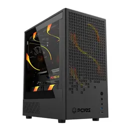 Gabinete PCYES Ozara Black Vulcan - 3 Fans 120 mm ARGB, Mid Tower, Lateral em Vidro Temperado, Preto