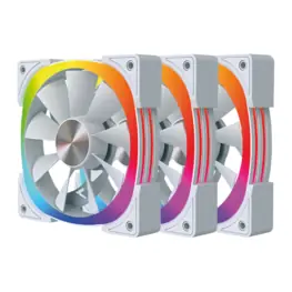 Kit com 3 Cooler Fans Bluecase Controlável 120mm, ARGB, Branco - K04ARGB