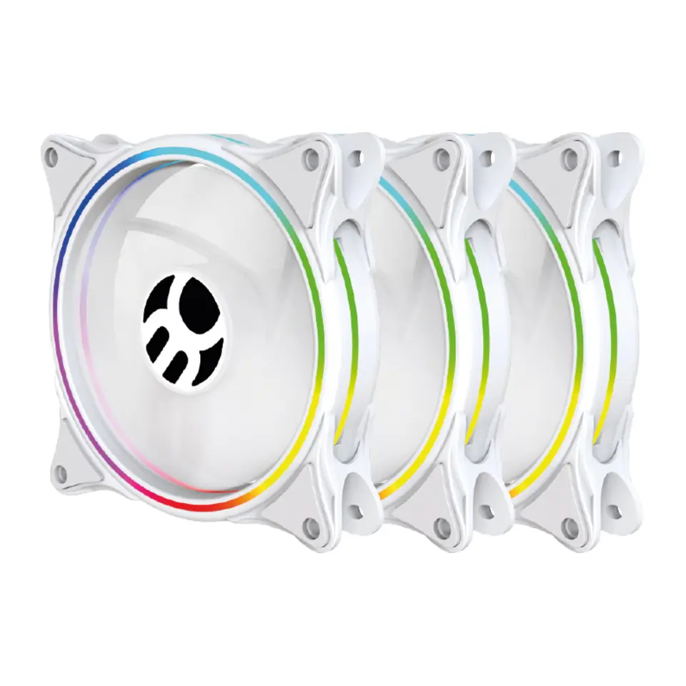 Kit com 3 Cooler Fans Bluecase Controlável 120mm, ARGB, Branco - K06ARGB