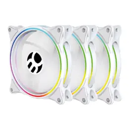 Kit com 3 Cooler Fans Bluecase Controlável 120mm, ARGB, Branco - K06ARGB