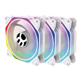 Kit com 3 Cooler Fans Bluecase Controlável 120mm, ARGB, Branco - K05ARGB