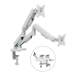 Suporte Ergo Bluecase para 2 Monitores 17" à 32", VESA 75x75/100x100, USB e USB-C, Branco - BSMTS02U-1