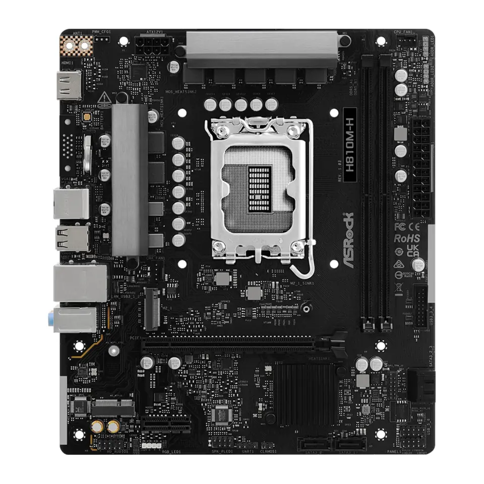 Placa Mãe ASRock H810M-H (LGA 1851/Intel H810/M.2/DDR5)