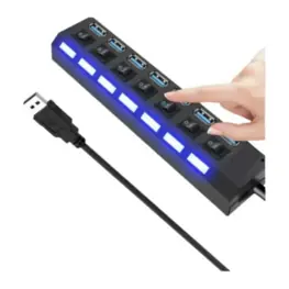 Hub USB 2.0 Shinka, 7 Portas, com botão liga/desliga