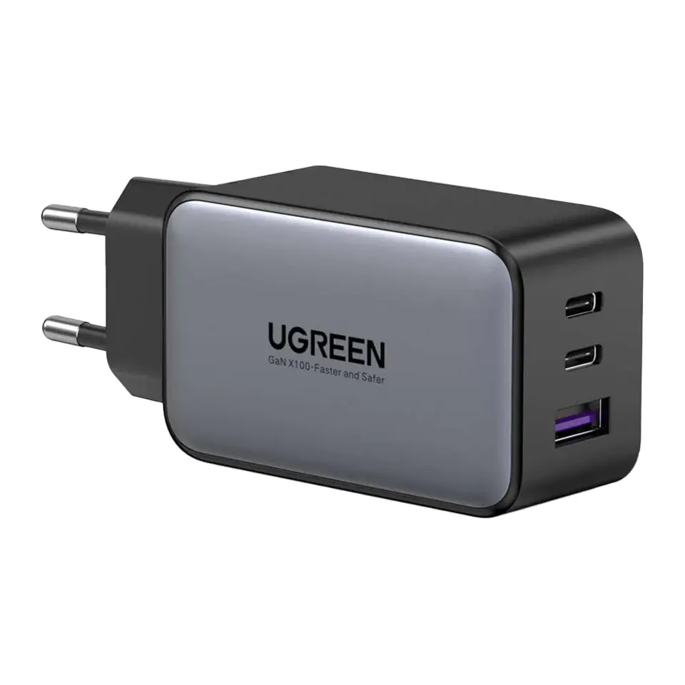 Carregador de Tomada Ugreen Nexode GaN 100W, 3 Portas (2x USB-C / 1x USB-A), Bivolt