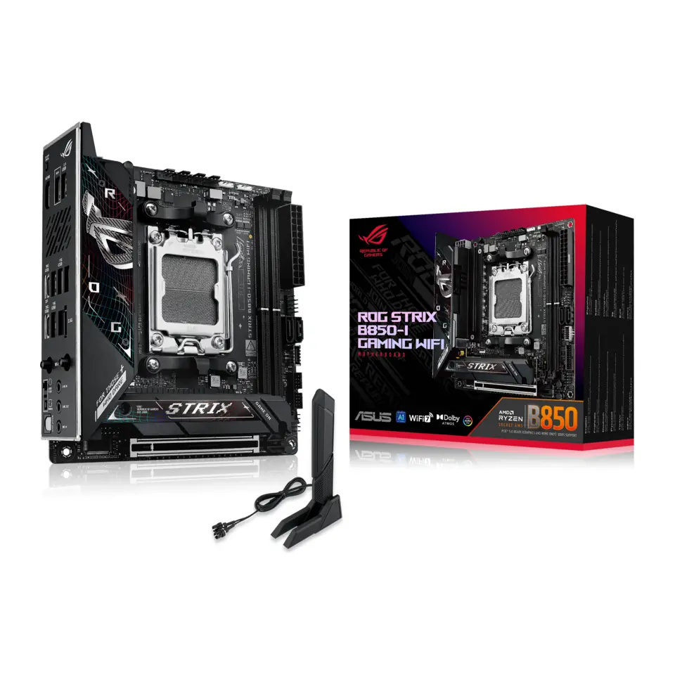 Placa Mãe ASUS ROG STRIX B850-I GAMING WIFI (Socket AM5/AMD B850/DDR5/M.2/Wi-Fi 7/Bluetooth 5.4)