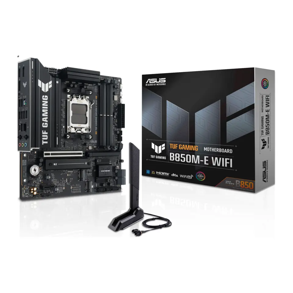 Placa Mãe ASUS TUF GAMING B850M-E WIFI (Socket AM5/AMD B850/DDR5/M.2/Wi-Fi 6E/Bluetooth 5.3)