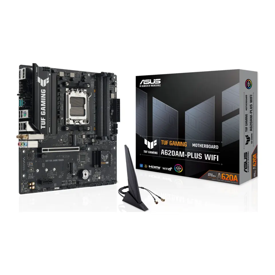 Placa Mãe ASUS TUF GAMING A620AM-PLUS WIFI (Socket AM5/AMD A620A/DDR5/M.2/Wi-Fi 6/Bluetooth 5.3)