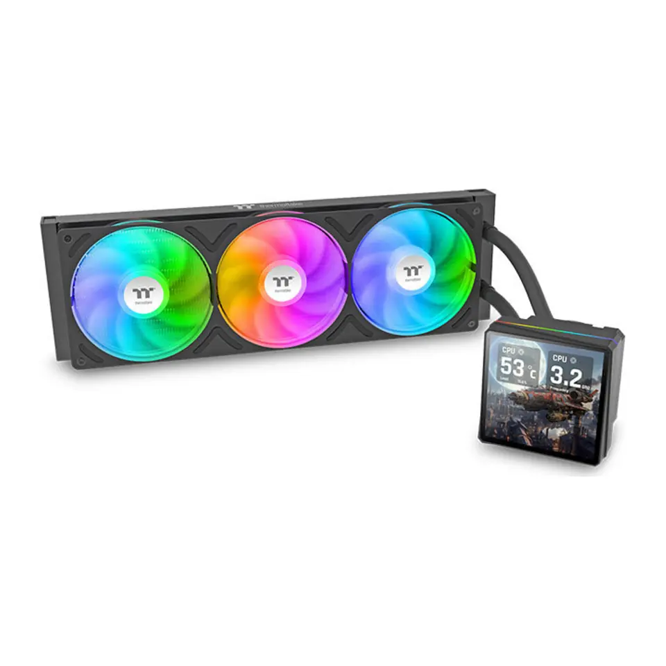 WaterCooler Thermaltake TH360 V3 Ultra ARGB Sync, ARGB, 360mm, Intel/AMD, Tela LCD, Preto