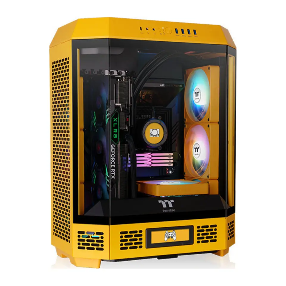 Gabinete Thermaltake The Tower 600, Mid Tower, ATX, 3 Painéis de Vidro Temperado, 2 Fans 140mm, Bumblebee (Amarelo)