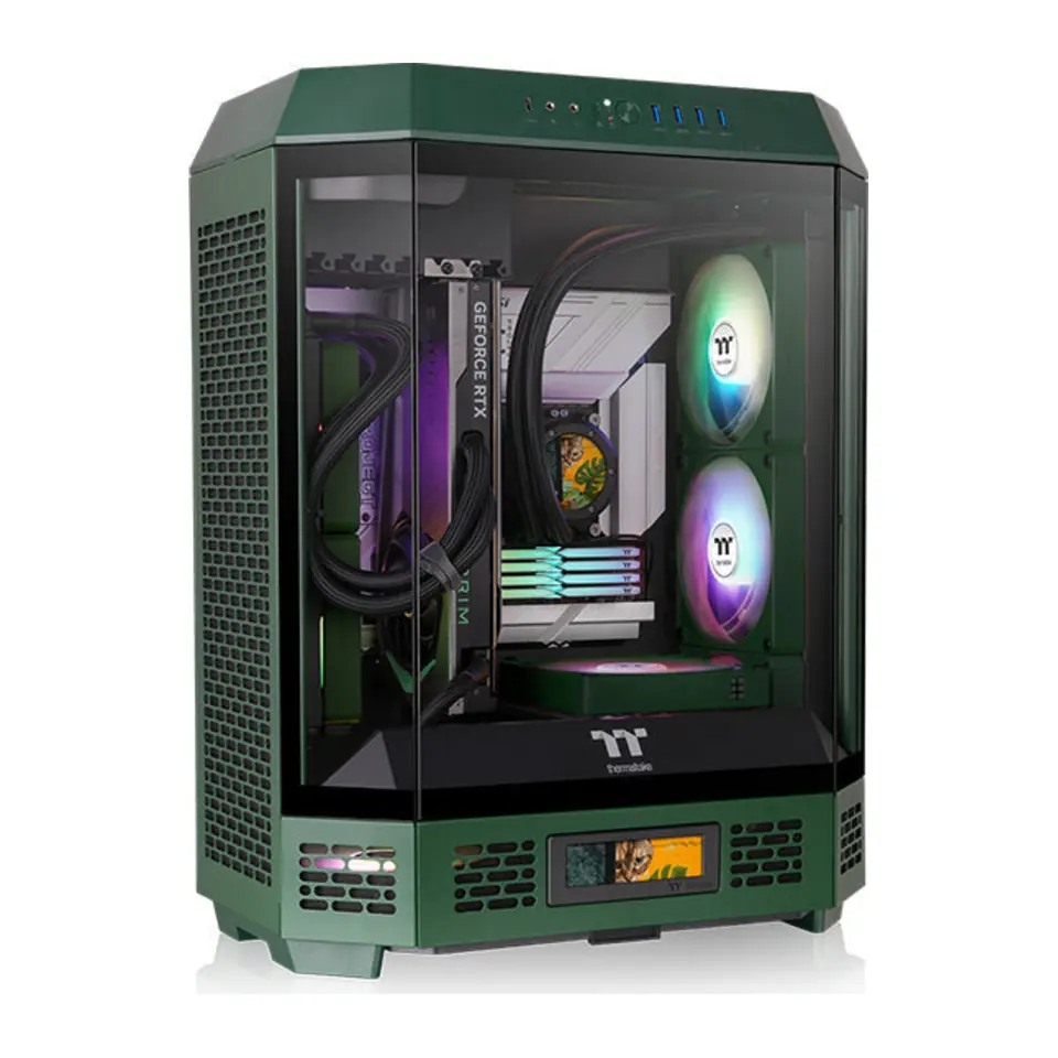 Gabinete Thermaltake The Tower 600, Mid Tower, ATX, 3 Painéis de Vidro Temperado, 2 Fans 140mm, Racing Green (Verde)