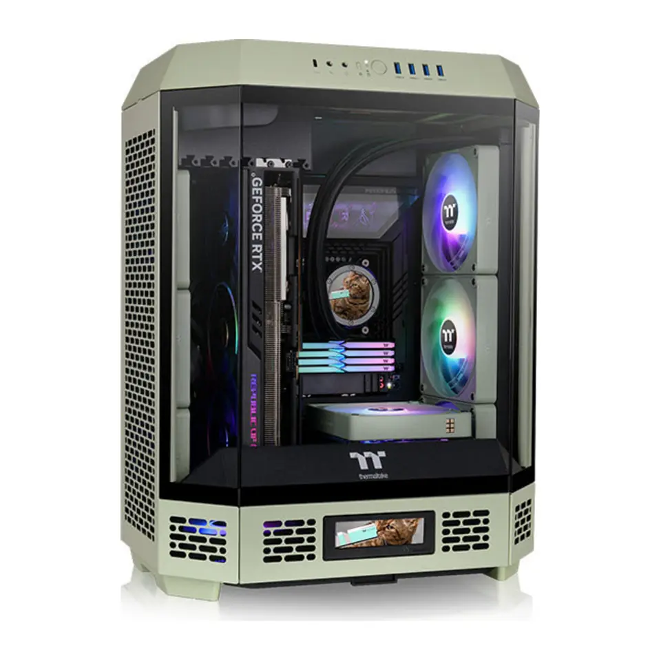 Gabinete Thermaltake The Tower 600, Mid Tower, ATX, 3 Painéis de Vidro Temperado, 2 Fans 140mm, Matcha Green (Verde)