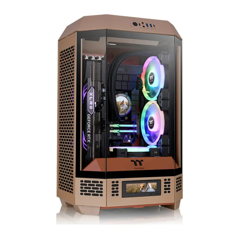 Gabinete Thermaltake The Tower 300, Micro Tower, Micro-ATX, 3 Painéis de Vidro Temperado, 2 Fans 140mm, Gravel Sand (Bege)