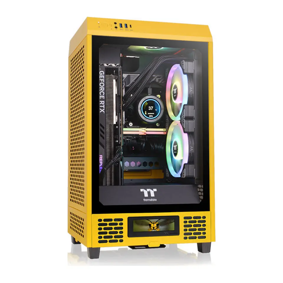 Gabinete Thermaltake The Tower 200, Mini Tower, Mini-ITX, Frontal em Vidro Temperado, 2 Fans 140mm, Bumblebee (Amarelo)