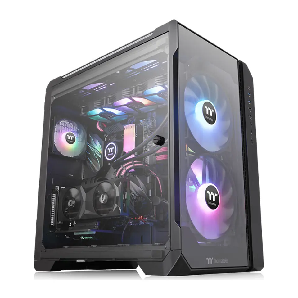 Gabinete Thermaltake View 51 TG ARGB, Full Tower, E-ATX, 3 Painéis de Vidro Temperado, 2 Fans ARGB 200mm + 1 Fan ARGB 120mm, Preto