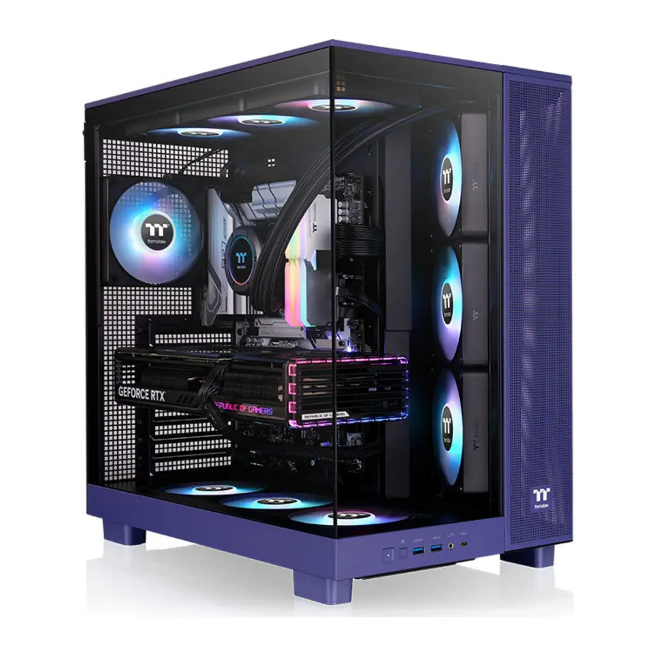 Gabinete Thermaltake View 380 XL TG ARGB, Mid Tower, ATX, 2 Painéis de Vidro Temperado, 4 Fans ARGB 120mm, Future Dusk (Roxo)