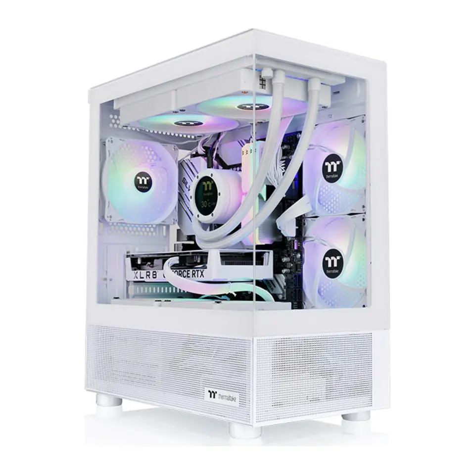 Gabinete Thermaltake View 170 TG ARGB, Micro Tower, Micro-ATX, 2 Painéis de Vidro Temperado, 3 Fans ARGB 120mm, Branco