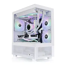 Gabinete Thermaltake View 170 TG ARGB, Micro Tower, Micro-ATX, 2 Painéis de Vidro Temperado, 3 Fans ARGB 120mm, Branco
