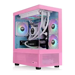 Gabinete Thermaltake View 170 TG ARGB, Micro Tower, Micro-ATX, 2 Painéis de Vidro Temperado, 3 Fans ARGB 120mm, Bubble Pink (Rosa)