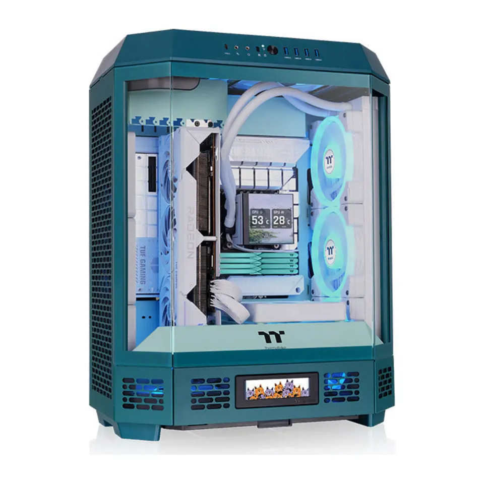 Gabinete Thermaltake The Tower 600, Mid Tower, ATX, 3 Painéis de Vidro Temperado, 2 Fans 140mm, Transformative Teal (Verde-azulado)