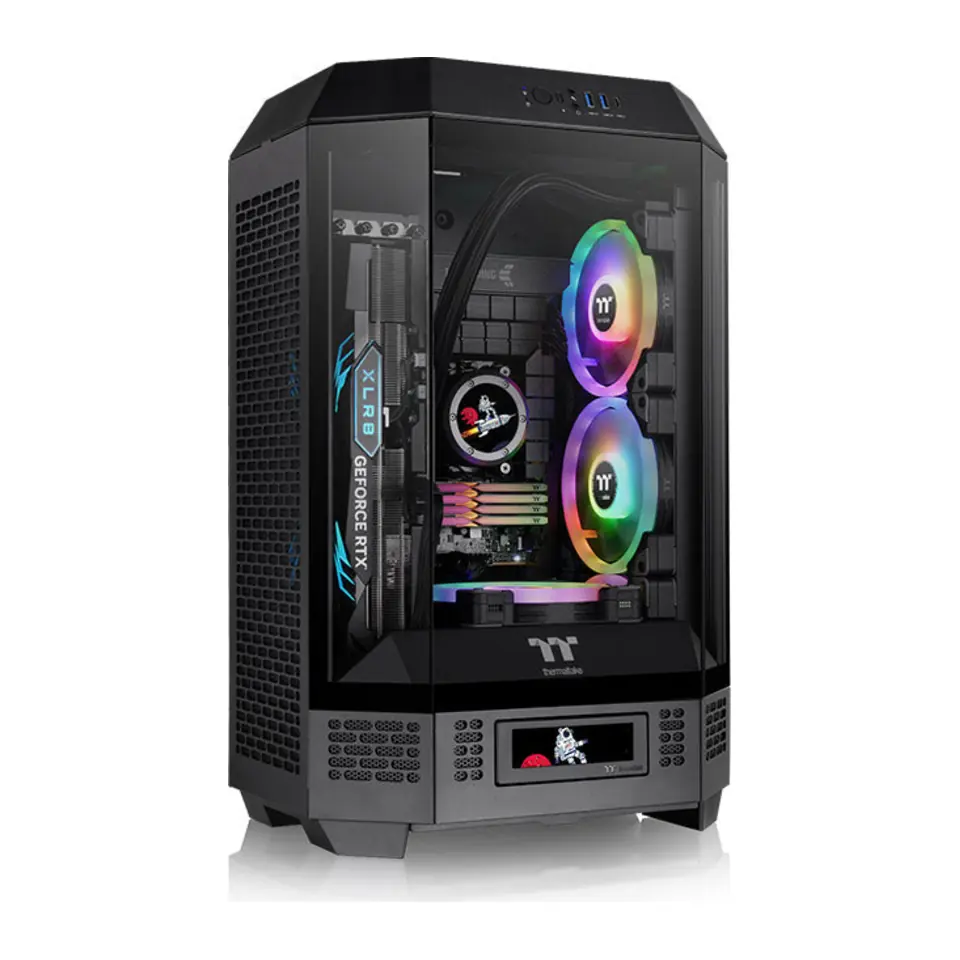 Gabinete Thermaltake The Tower 300, Micro Tower, Micro-ATX, 3 Painéis de Vidro Temperado, 2 Fans 140mm, Preto