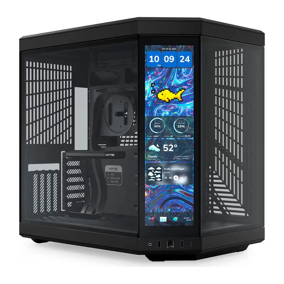 Gabinete HYTE Y70 Touch Infinite, Mid Tower, E-ATX, 3 Painéis de Vidro Temperado, Preto