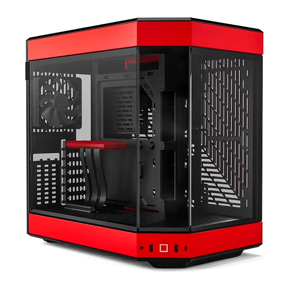 Gabinete HYTE Y60, Mid Tower, E-ATX, 3 Painéis de Vidro Temperado, 3 Fans 120mm, Preto e Vermelho