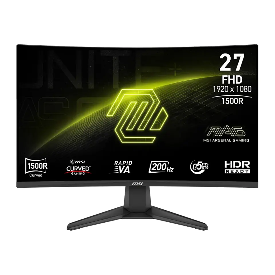 Monitor Gamer Curvo MSI MAG 276CF E20 27" Rapid VA Full HD, 200Hz, 0,5ms, FreeSync Premium - 9S6-3CE11M-026