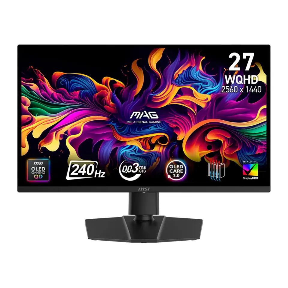 Monitor Gamer MSI MAG 271QP QD-OLED X24 26,5" QD-OLED WQHD, 240Hz, 0,03ms, G-Sync Compatible, FreeSync Premium Pro - 9S6-3CD89T-026