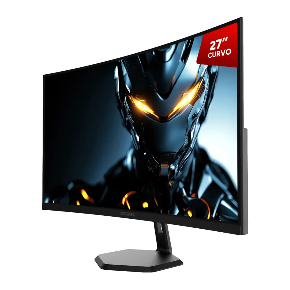 Monitor Gamer Curvo PCYES Quartzo Q27C Black Vulcan 27" VA Full HD, 100Hz, 5ms, FreeSync - PMGQ27C100BV