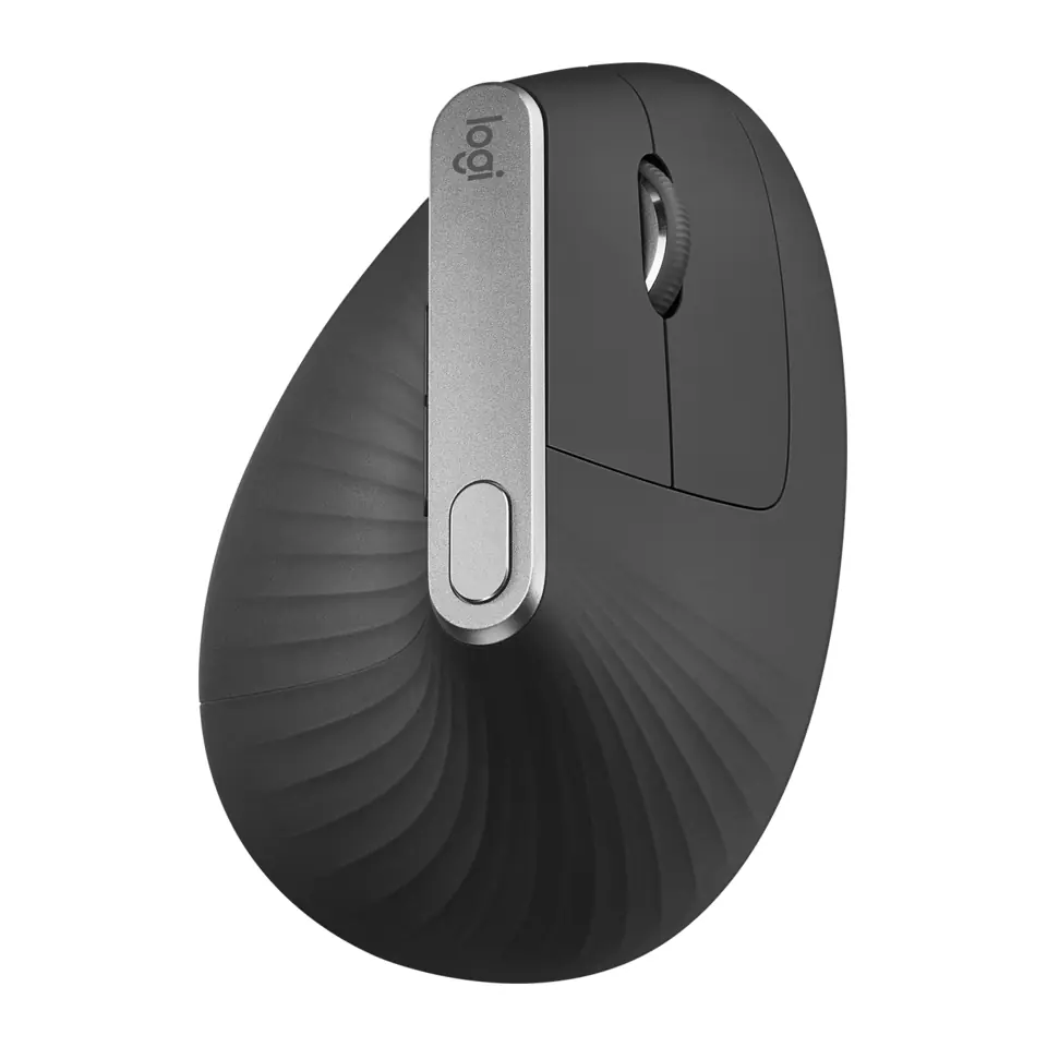 Mouse Sem Fio Logitech MX Vertical, Bluetooth e Receptor Unifying, 4000 DPI, Vertical Ergonômico, Grafite - 910-005449