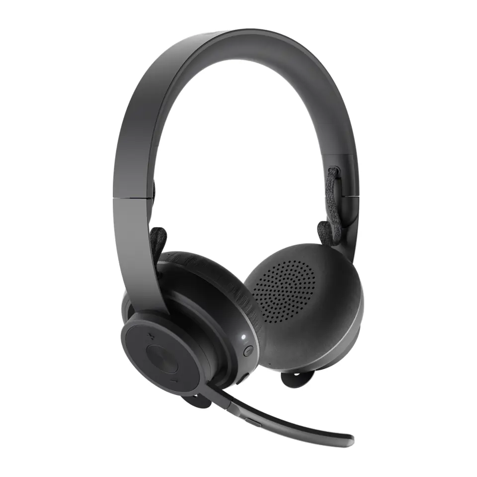 Headset Sem Fio Logitech Zone Wireless UC, Bluetooth, Receptor USB-A, Cancelamento Ativo de Ruído (ANC), Carregamento Qi, Grafite - 981-000913