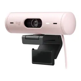 Webcam Logitech Brio 500 1080p USB-C, HDR, Autofoco, Tampa de Privacidade, Microfone Estéreo, Rosa - 960-001418