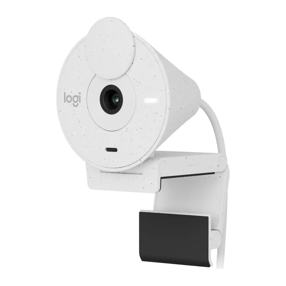 Webcam Logitech Brio 300 1080p USB-C, Tampa de Privacidade, Microfone com Redução de Ruído, Branco - 960-001440