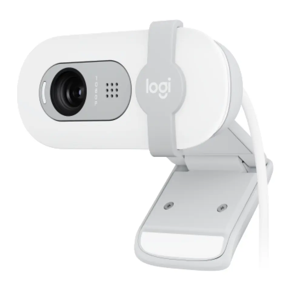 Webcam Logitech Brio 100 1080p USB-A, Tampa de Privacidade, Microfone, Branco - 960-001615