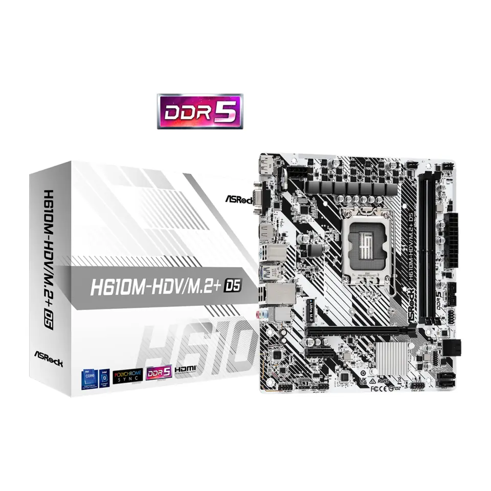 Placa Mãe ASRock H610M-HDV/M.2+ D5 (LGA 1700/Intel H610/DDR5/M.2)